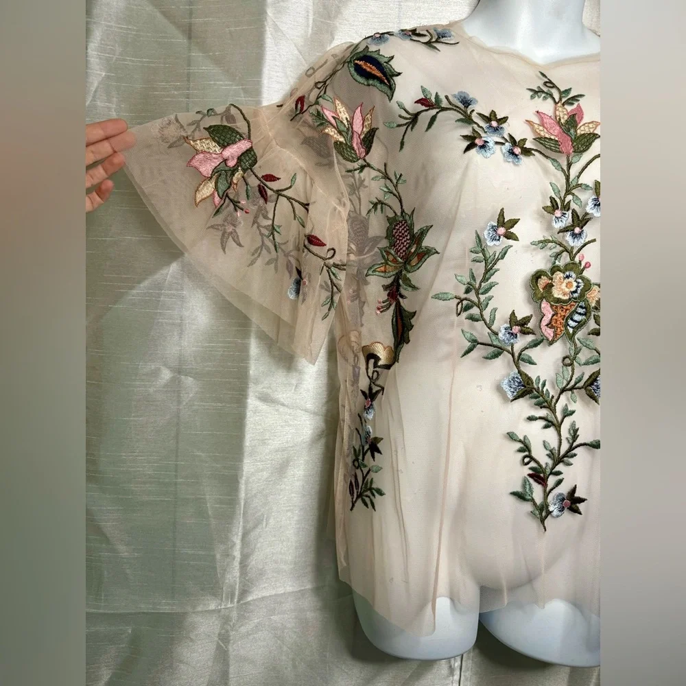 Zara embroidered mesh top - Picture 2 of 9